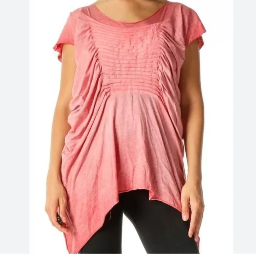 All Saints Spitalfields Tilly Rosy Pink Pintuck Pleated Sharkbite Hem Top 10